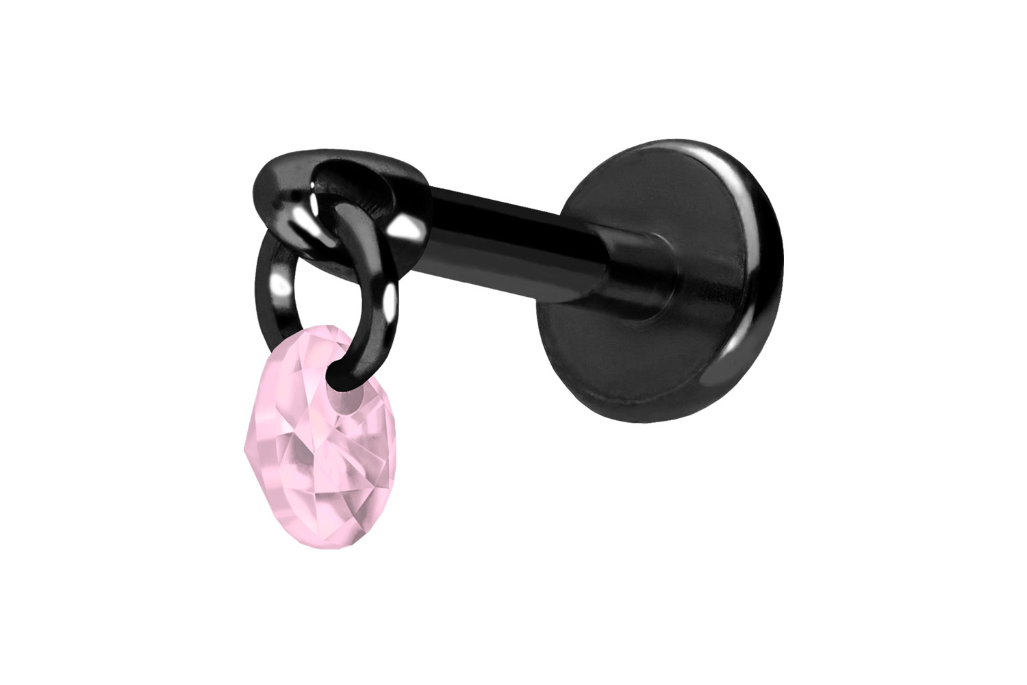 Titan Labret Piercing mit Push Fit RUNDER KRISTALL